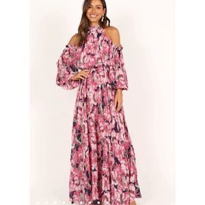 Petal & Pup HILARY PLEATED MAXI DRESS PINK FLORAL Size Large New